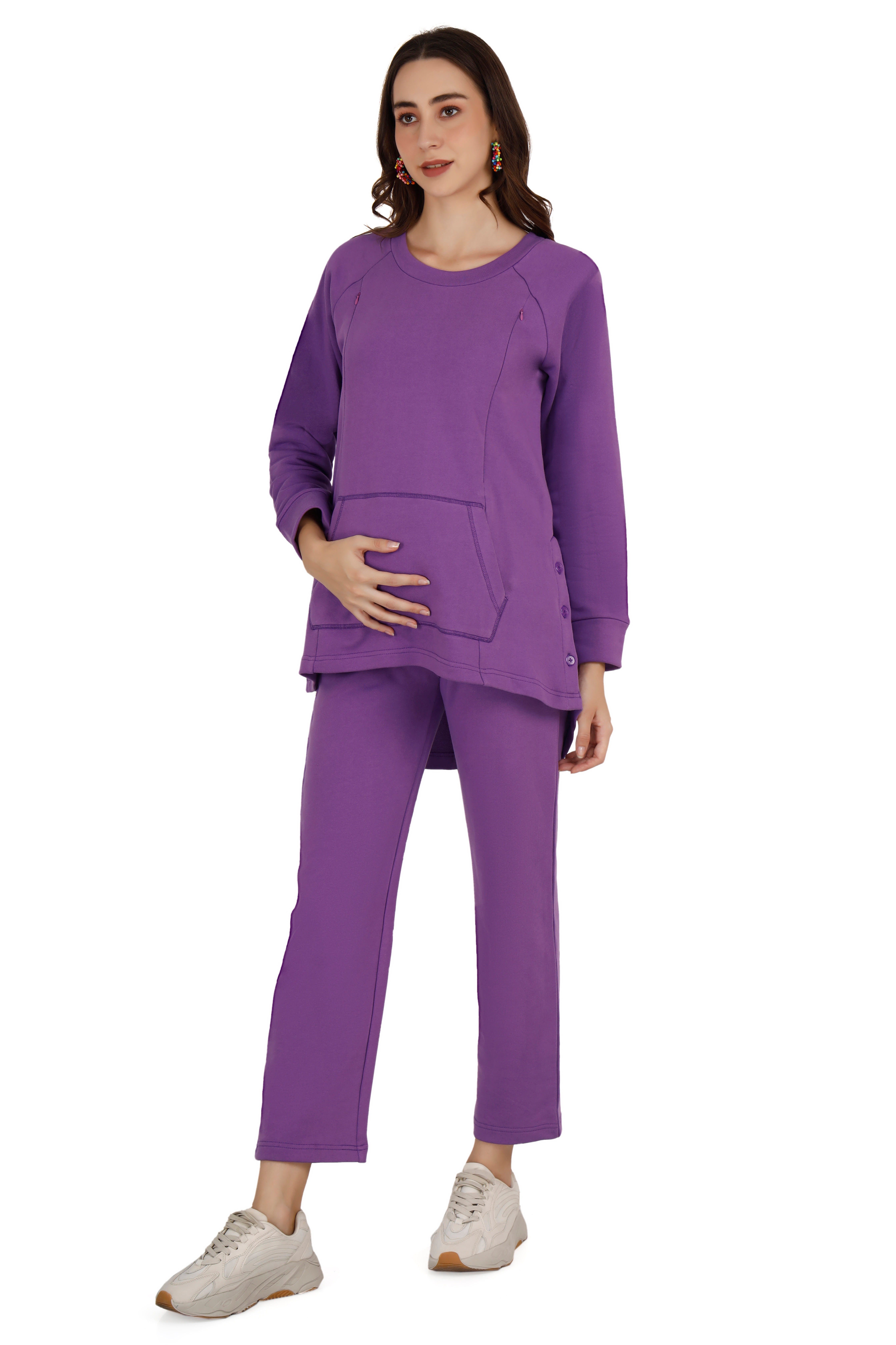 Women's Purple Coord-Set with Side Buttons thumbnail 2